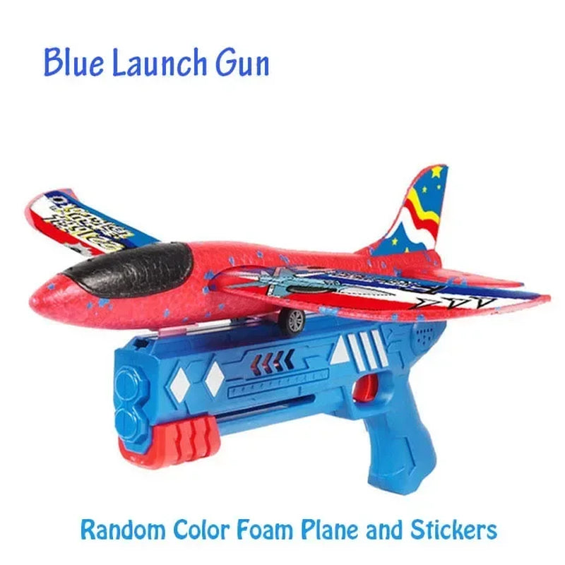Foam Airplane Launcher Plane Glider Catapult Gun Toy Children Outdoor Game Shooting Fly Roundabout Toys for Kids Gift