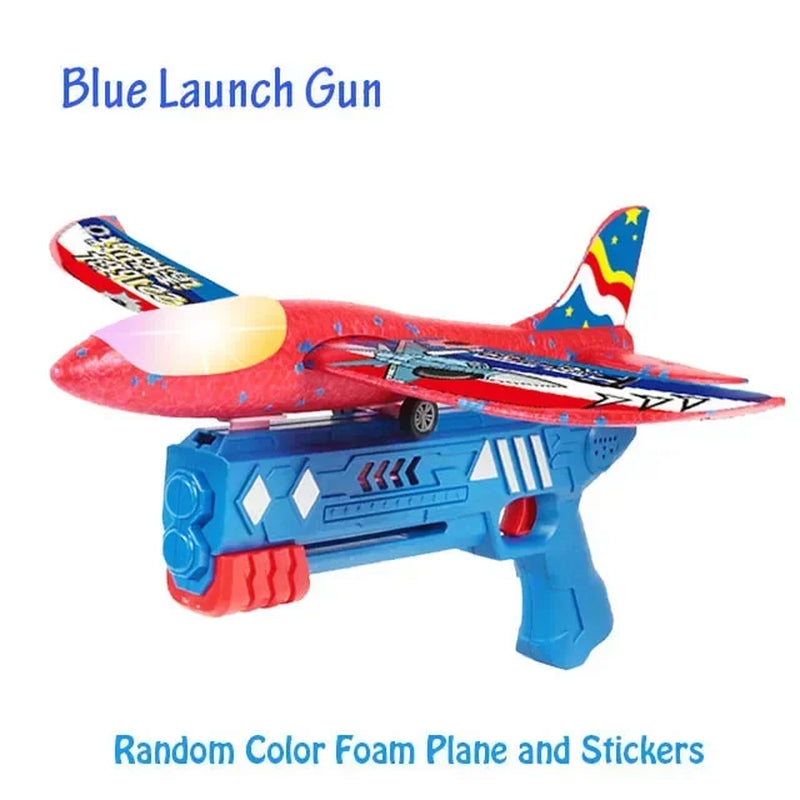 Foam Airplane Launcher Plane Glider Catapult Gun Toy Children Outdoor Game Shooting Fly Roundabout Toys for Kids Gift