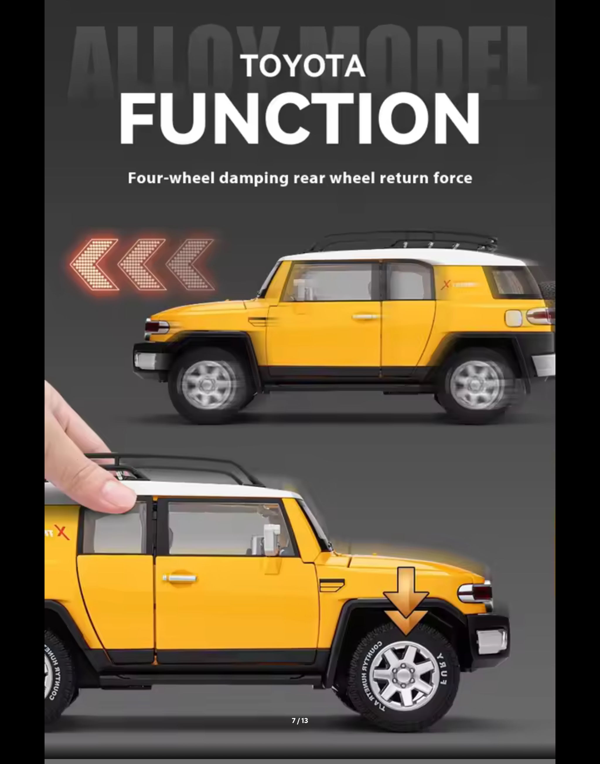 1:24 Scale FJ Cruiser Off Road SUV Alloy Diecast Model Car Hobby Collection Celebrate Birthday Gift For Boyfriend Sound & Light