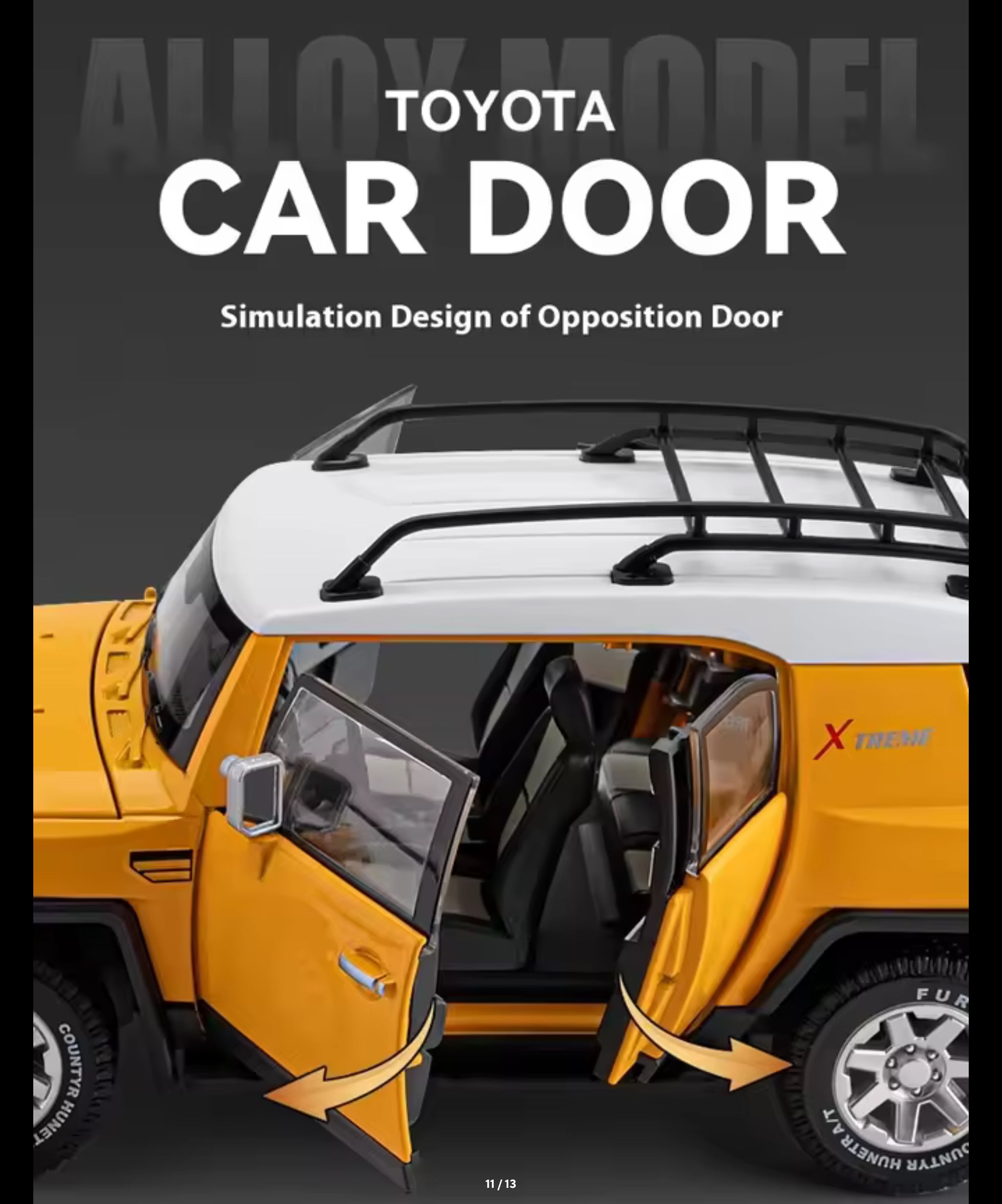 1:24 Scale FJ Cruiser Off Road SUV Alloy Diecast Model Car Hobby Collection Celebrate Birthday Gift For Boyfriend Sound & Light