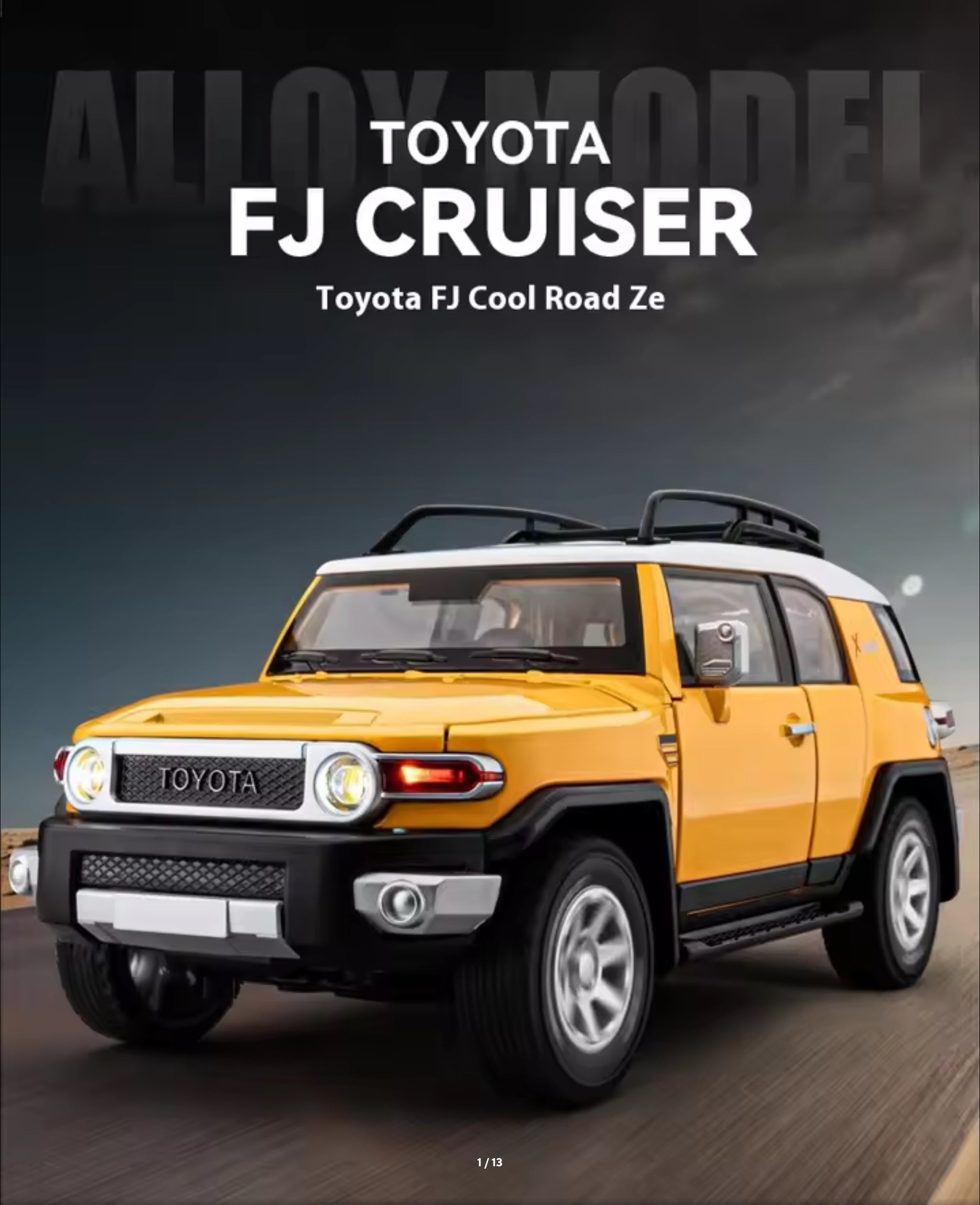 1:24 Scale FJ Cruiser Off Road SUV Alloy Diecast Model Car Hobby Collection Celebrate Birthday Gift For Boyfriend Sound & Light