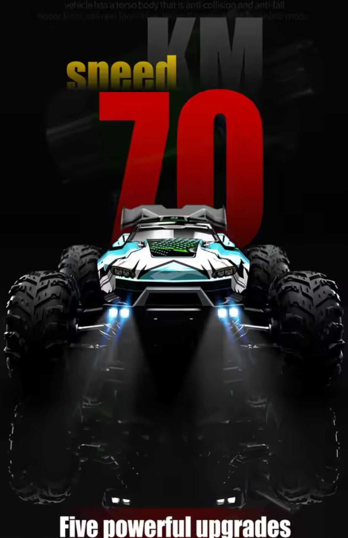 1/16 70km/H 4wd Rc car with led remote control cars 4*4 truck