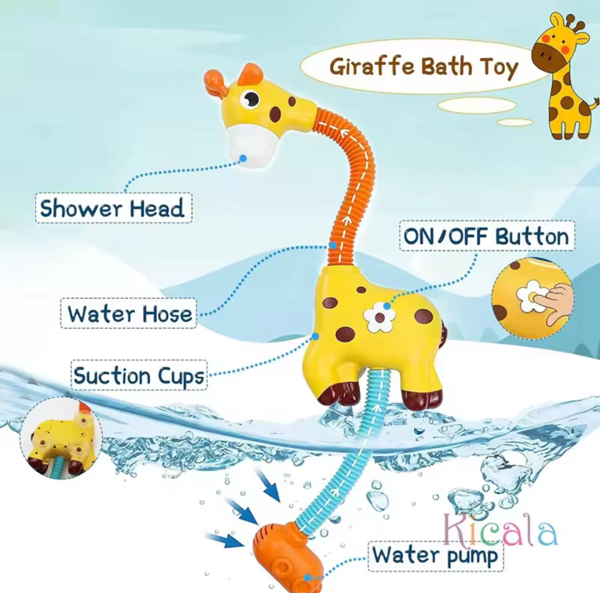 Bath Toys for Toddlers Giraffe Shower Water Pump Cute Sprinkler Bathtub Toy for Boys Girls Kids Gifts