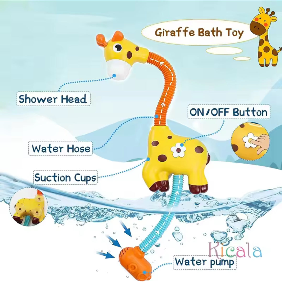 Bath Toys for Toddlers Giraffe Shower Water Pump Cute Sprinkler Bathtub Toy for Boys Girls Kids Gifts