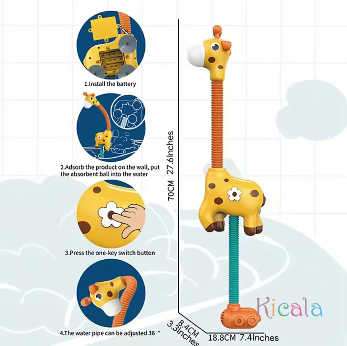 Bath Toys for Toddlers Giraffe Shower Water Pump Cute Sprinkler Bathtub Toy for Boys Girls Kids Gifts