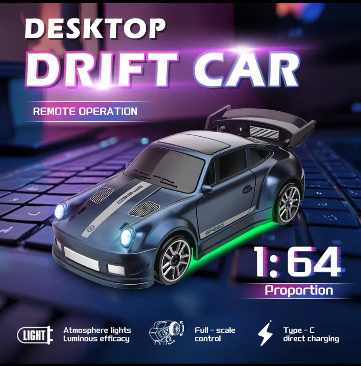New 1/64 2.4G High Speed Drift Car 4WD Remote Control Car Four Wheel Drive Radio Controlled Mini Racing Model Toys For Kids Gift