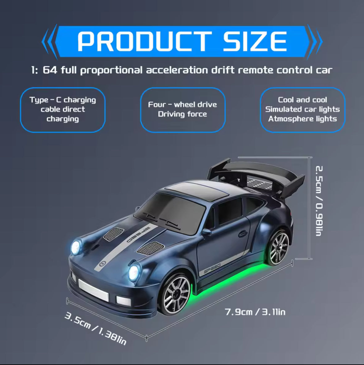 New 1/64 2.4G High Speed Drift Car 4WD Remote Control Car Four Wheel Drive Radio Controlled Mini Racing Model Toys For Kids Gift