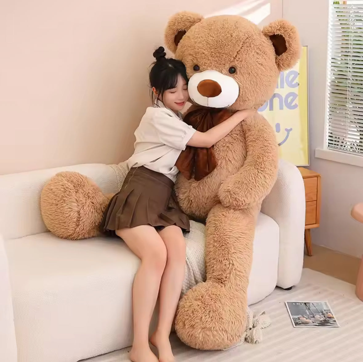 Teddy Bear With Bowknot Stuffed Animals Bear Plush Toys Doll Pillow Kids Lovers Birthday Baby Gift(80cm)