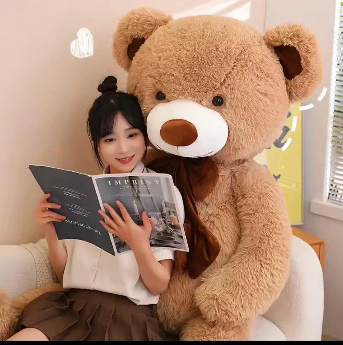 Teddy Bear With Bowknot Stuffed Animals Bear Plush Toys Doll Pillow Kids Lovers Birthday Baby Gift(80cm)