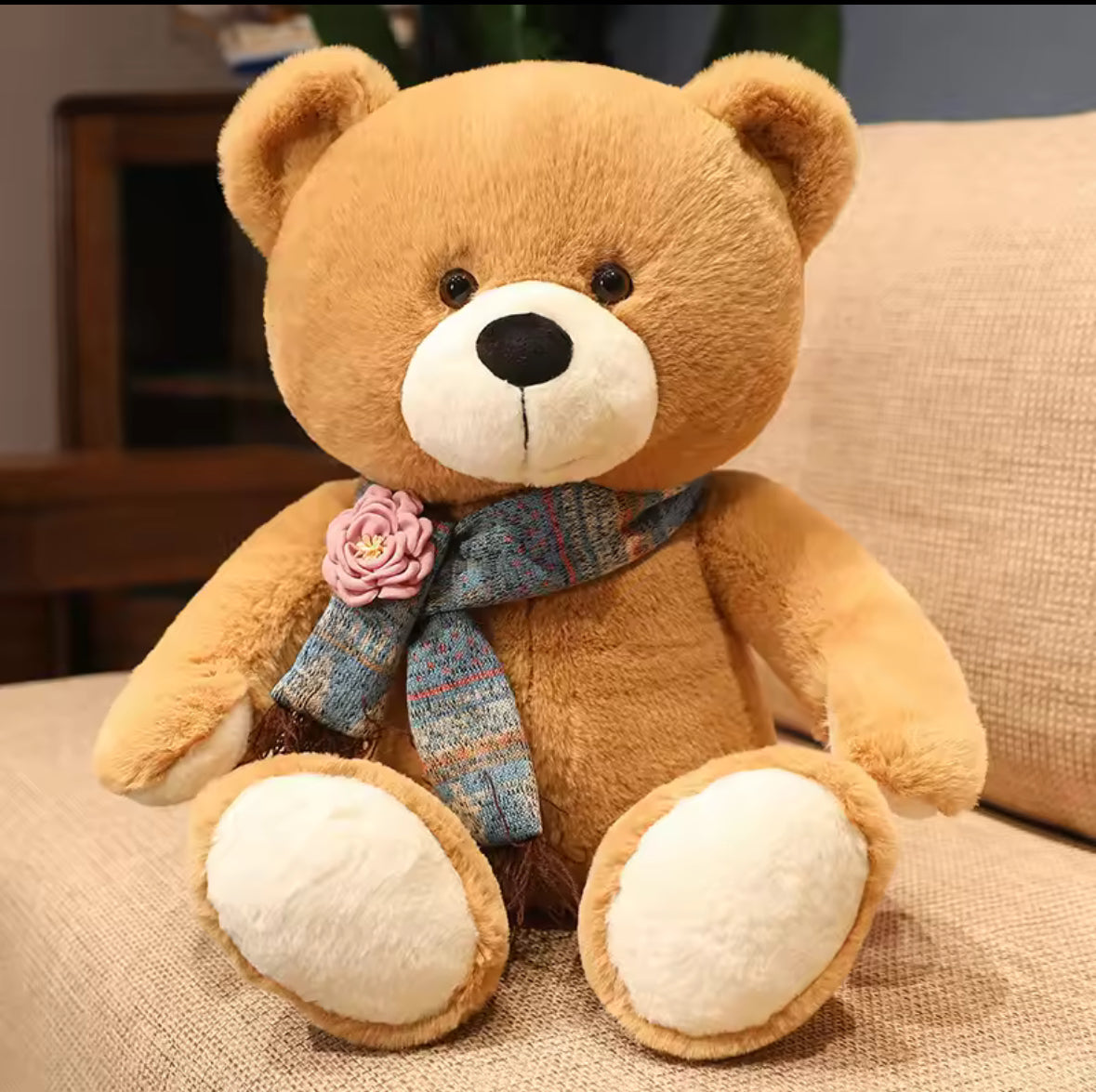 Cute Scarf Teddy Bear Plush Toy Soft Stuffed Animal Toys Kawaii Xmas Birthday Gift for Girls Boys Kids Children (40cm)