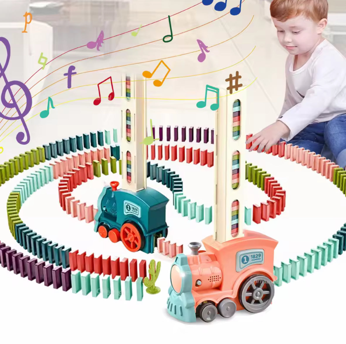 Electric Domino Train Set Kids Automatic Laying Colorful Domino Train with Lighting Sound Effects DIY Toys Kids Birthday Gift