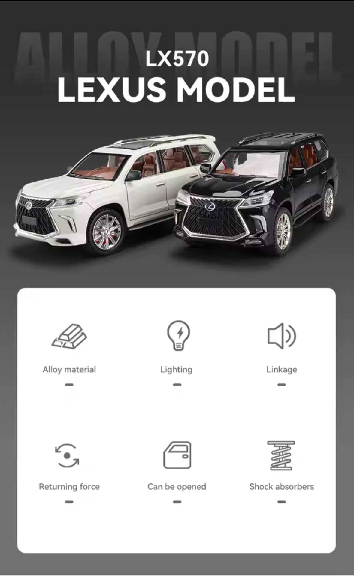 Lexus LX570 Off Road SUV Alloy Diecast Car Model Computer Desktop Collection Hobby Ornament Gift For kids Present Box 1:24 sacle