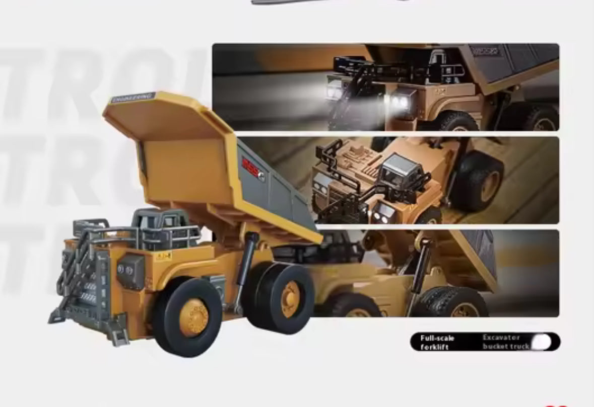 New RC Car 1:64 Full Scale Alloy Mini RC Engineering Vehicle 2.4G Mobile Phone RC Excavator Dumper Truck