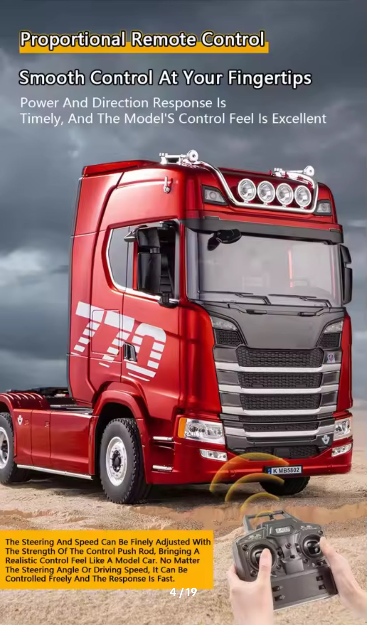 HUINA 1501 770S Alloy Tractor 19CH RC Truck 1/18 2.4G remote control Engineering Trailer Truck with Light and Sound Toys