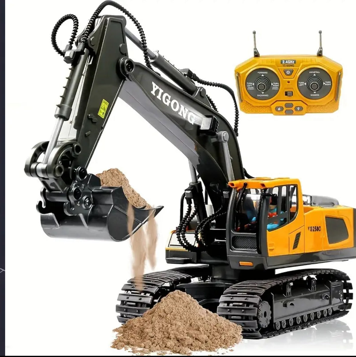 Remote control excavator toy for boys,Rc construction toy with metal shovel,light ,sounds,2.4ghz,turn 680 degree 1/18 scale