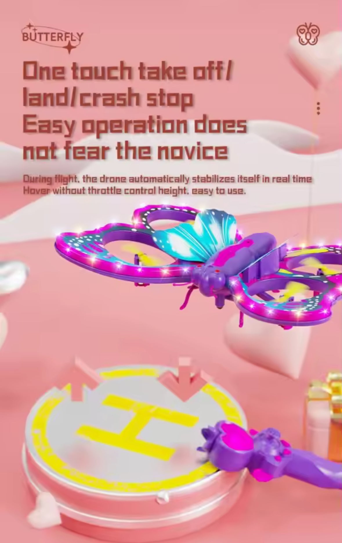 Butterfly Remote Control Drone Quadcopter Children Plane Toy Flight Model Airplane Toy Gift Kid Girl Adult
