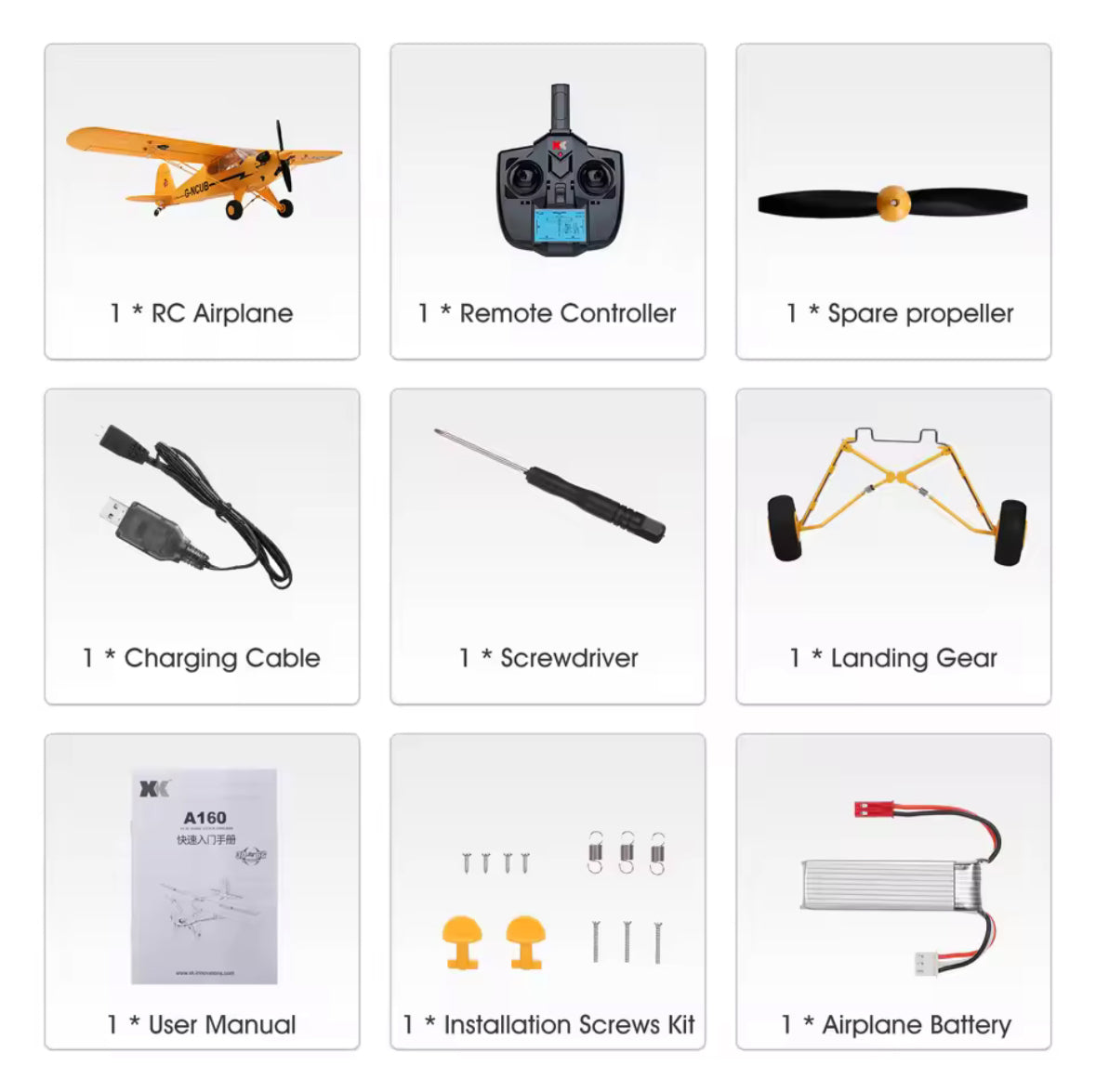 RC Plane RTF 2.4G Brushless Motor 3D/6G Remote Control Airplane Wltoys A160 Upgraded J3-CUB Ready To Fly