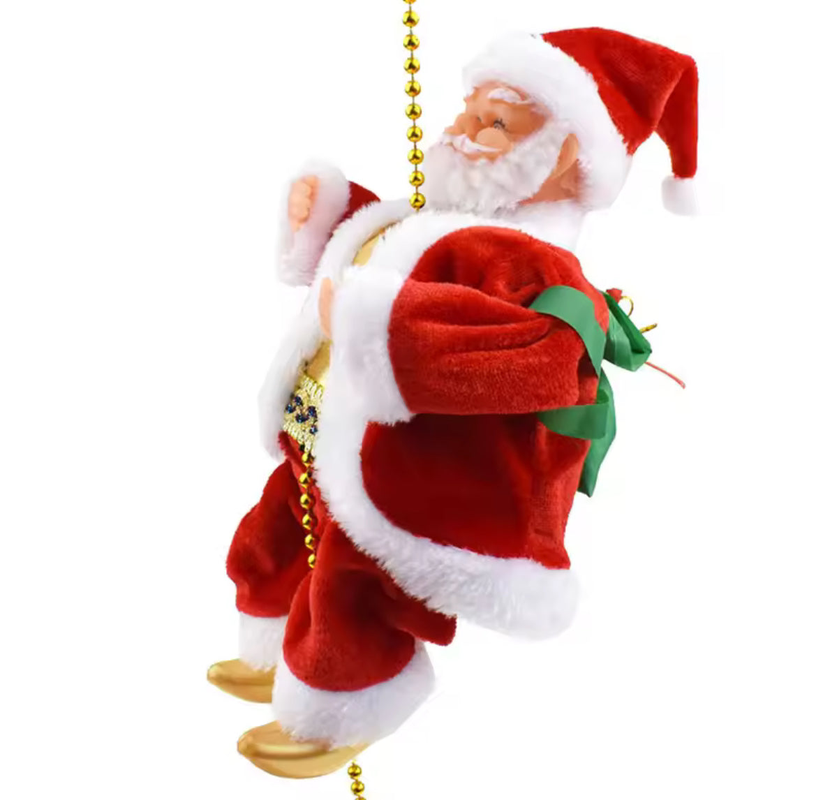 Santa Claus Climbing Beads Battery Operated Electric Climb Up and Down Climbing Santa with Light Music Christmas Decor Ornament