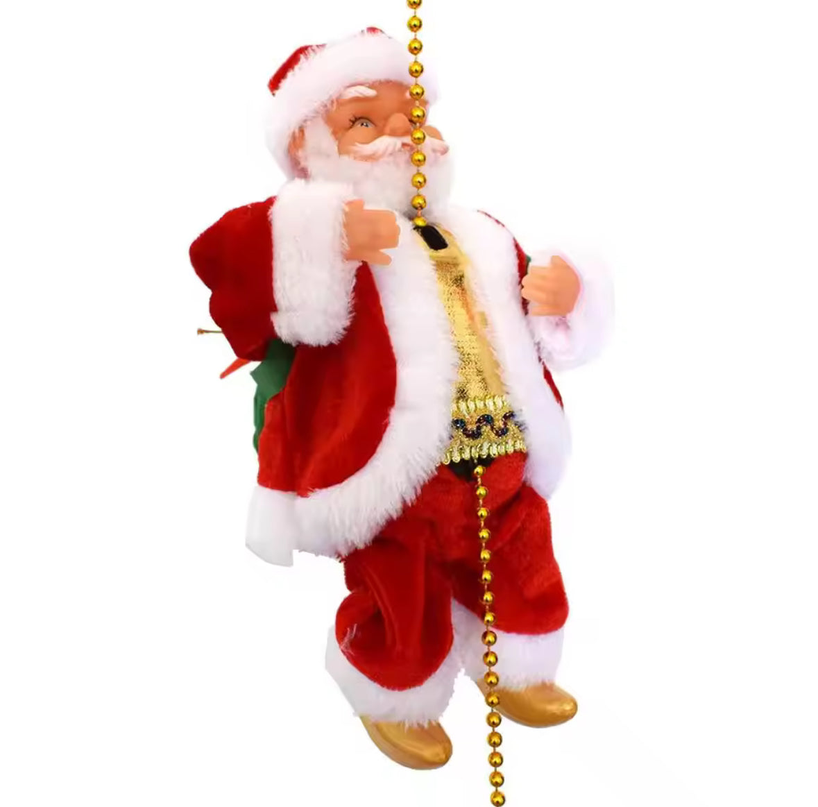 Santa Claus Climbing Beads Battery Operated Electric Climb Up and Down Climbing Santa with Light Music Christmas Decor Ornament