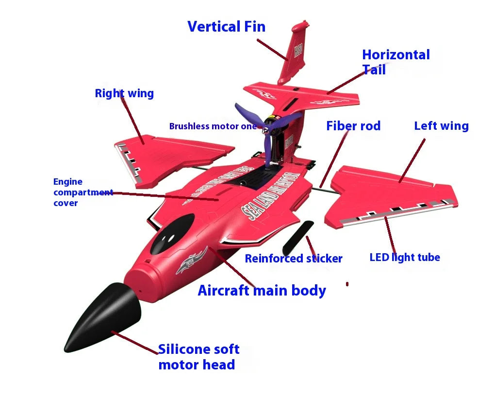 New H650 Big Size Rc Plane Water Proof And Fall Resistant Land And Air Raptor Rc Raptor Fixed Wing Foam Aircraft Outdoor Glider