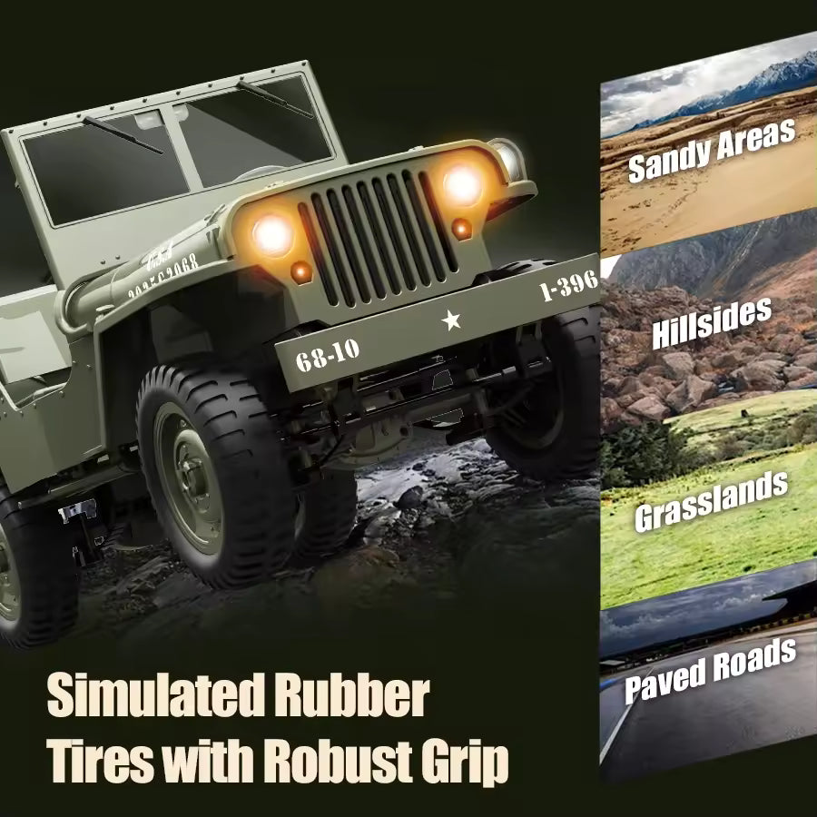 1:10 RC Military Jeep – 4WD Crawler Adventure Truck