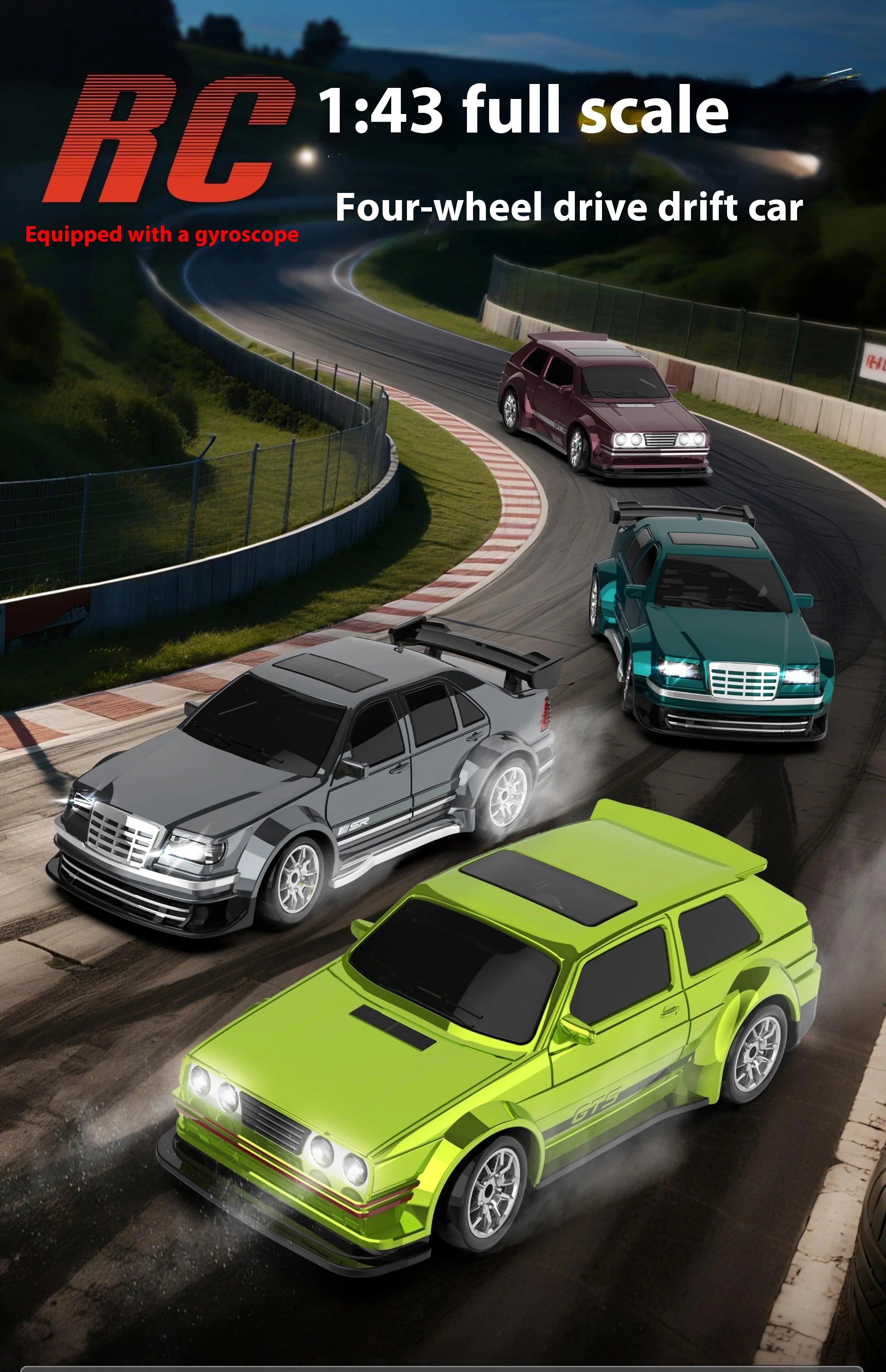 Rc Cars 1:43 Full-Scale Four-Wheel Drive High-Speed Drift Car Remote Control Car 2.4g With Gyroscope Mini Remote Control Car Toy