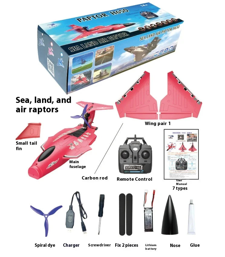 New H650 Big Size Rc Plane Water Proof And Fall Resistant Land And Air Raptor Rc Raptor Fixed Wing Foam Aircraft Outdoor Glider