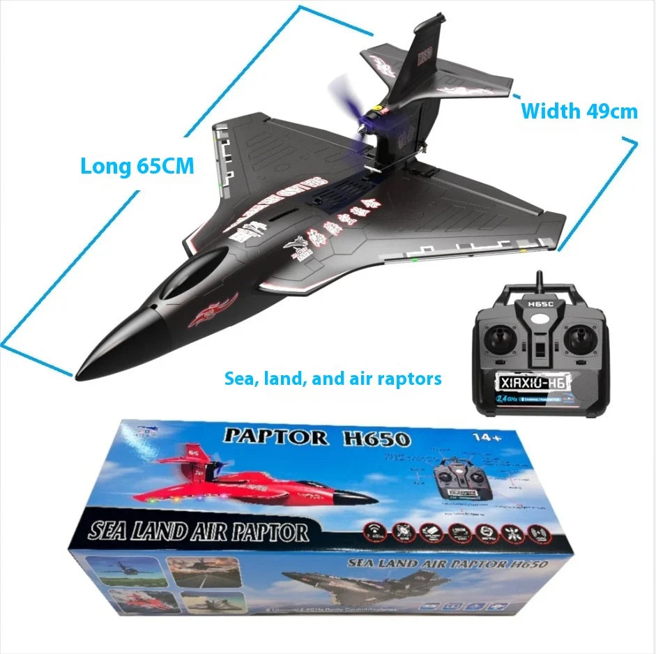 New H650 Big Size Rc Plane Water Proof And Fall Resistant Land And Air Raptor Rc Raptor Fixed Wing Foam Aircraft Outdoor Glider