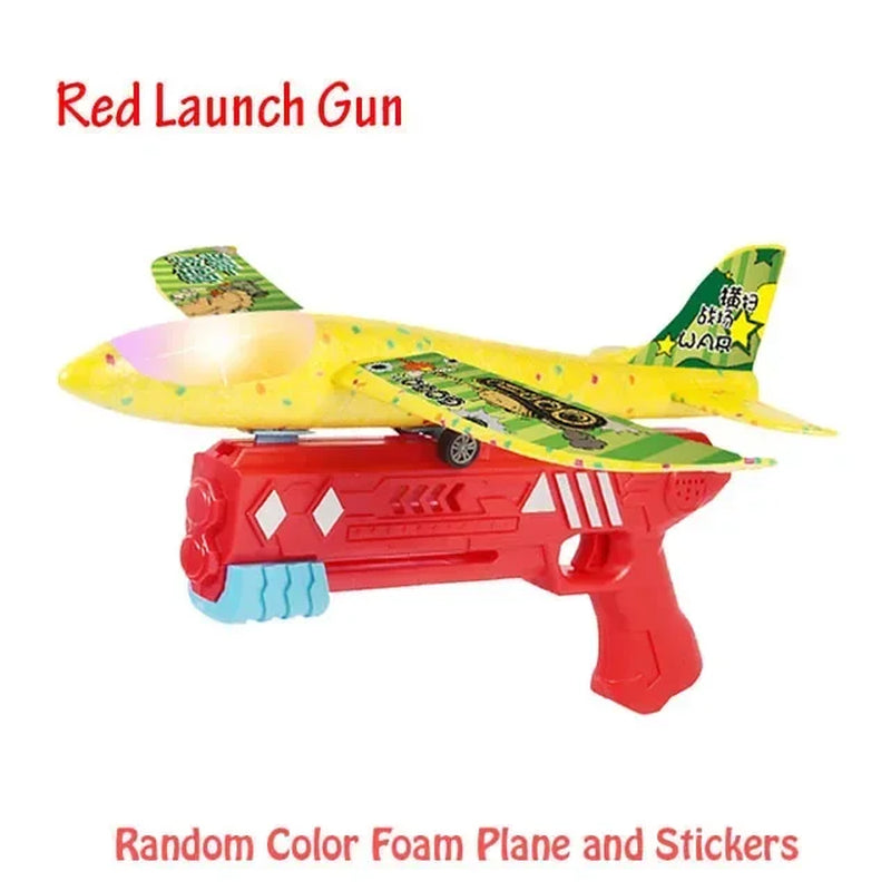 Foam Airplane Launcher Plane Glider Catapult Gun Toy Children Outdoor Game Shooting Fly Roundabout Toys for Kids Gift