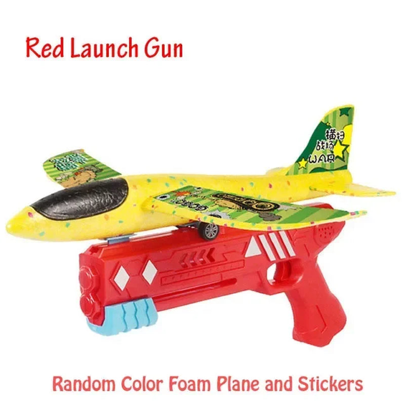 Foam Airplane Launcher Plane Glider Catapult Gun Toy Children Outdoor Game Shooting Fly Roundabout Toys for Kids Gift