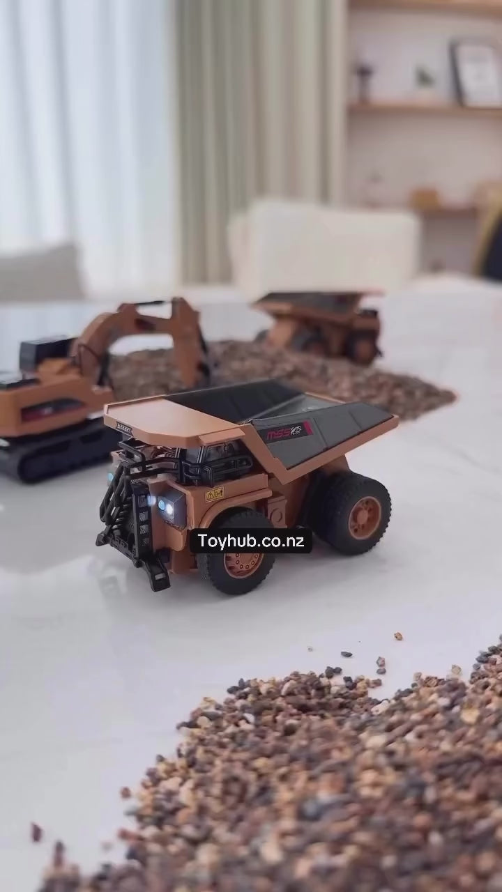 New RC Car 1:64 Full Scale Alloy Mini RC Engineering Vehicle 2.4G Mobile Phone RC Excavator Dumper Truck